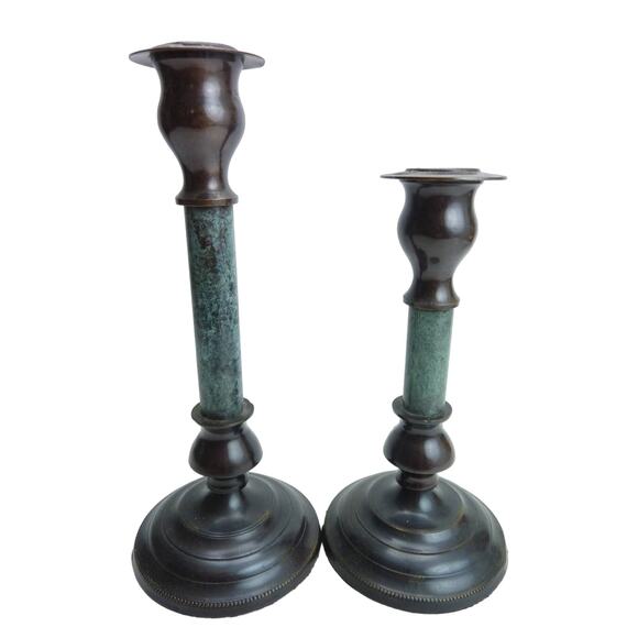 Vintage Pair Of Brass Candlestick Holders - Picture 1 of 5